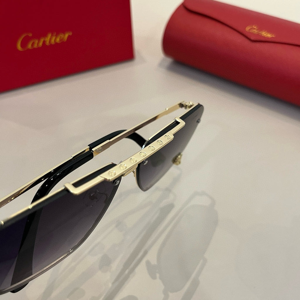 Cartier Lightweight Metal Rimless Silver Lens Sunglasses for Men & Wo - 935073 - detail image 6