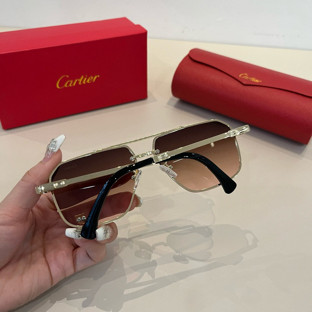 Cartier Lightweight Metal Rimless Brown Lens Sunglasses for Men & Wom - 935074 - detail image 8