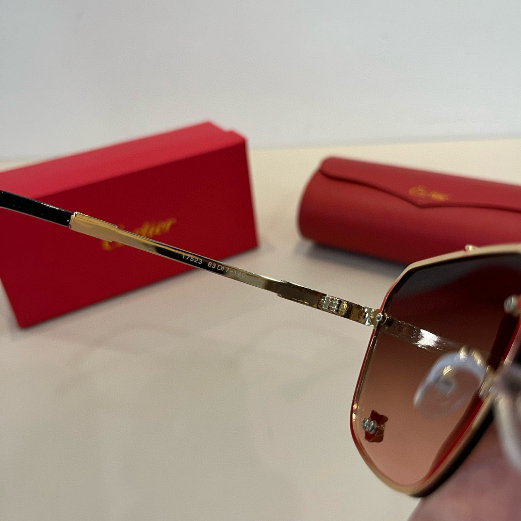 Cartier Lightweight Metal Rimless Brown Lens Sunglasses for Men & Wom - 935074 - detail image 10