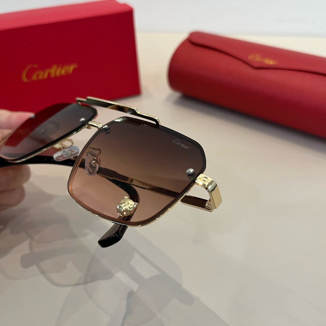 Cartier Lightweight Metal Rimless Brown Lens Sunglasses for Men & Wom - 935074 - detail image 6
