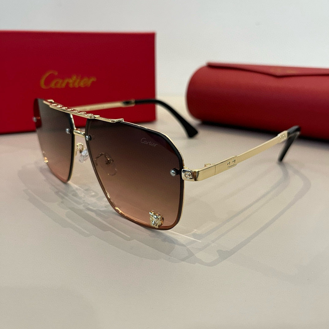 Cartier Lightweight Metal Rimless Brown Lens Sunglasses for Men & Wom - 358491 - detail image 3