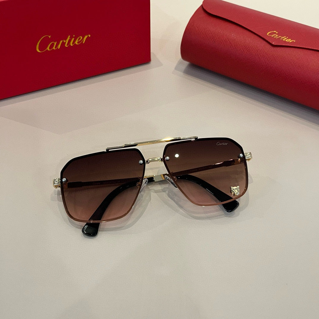 Cartier Lightweight Metal Rimless Brown Lens Sunglasses for Men & Wom - 487332 - detail image 5