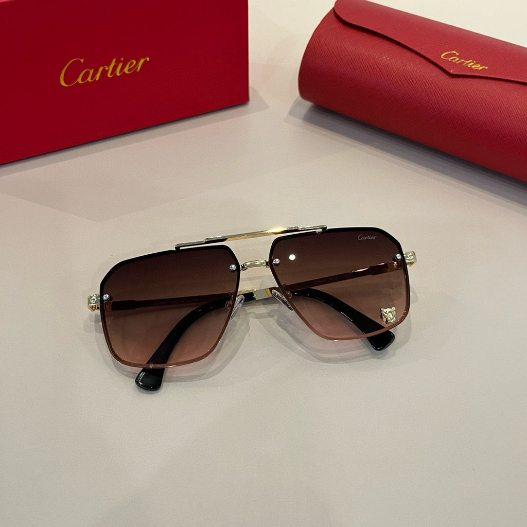 Cartier Lightweight Metal Rimless Brown Lens Sunglasses for Men & Wom - 935074 - detail image 5