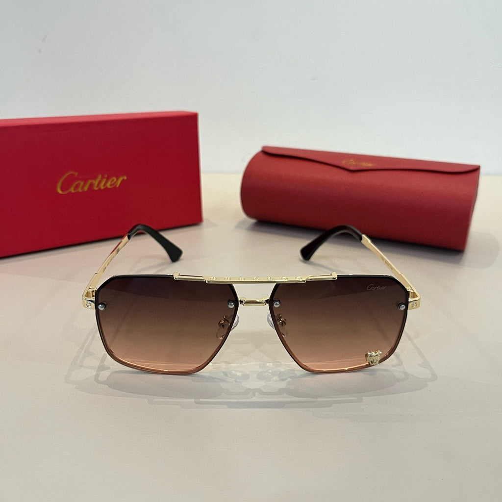 Cartier Lightweight Metal Rimless Brown Lens Sunglasses for Men & Wom - 935074 - detail image 2