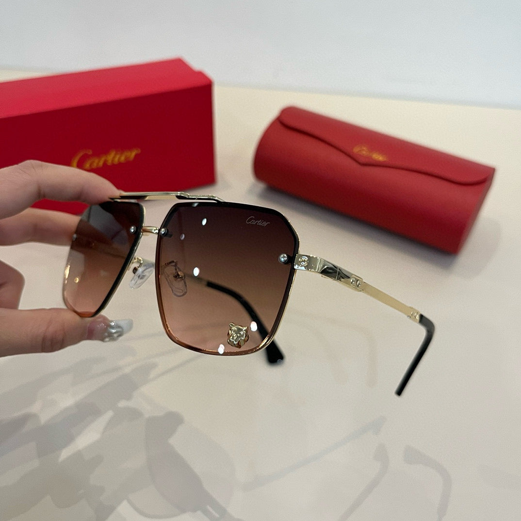 Cartier Lightweight Metal Rimless Brown Lens Sunglasses for Men & Wom - 358491 - detail image 4