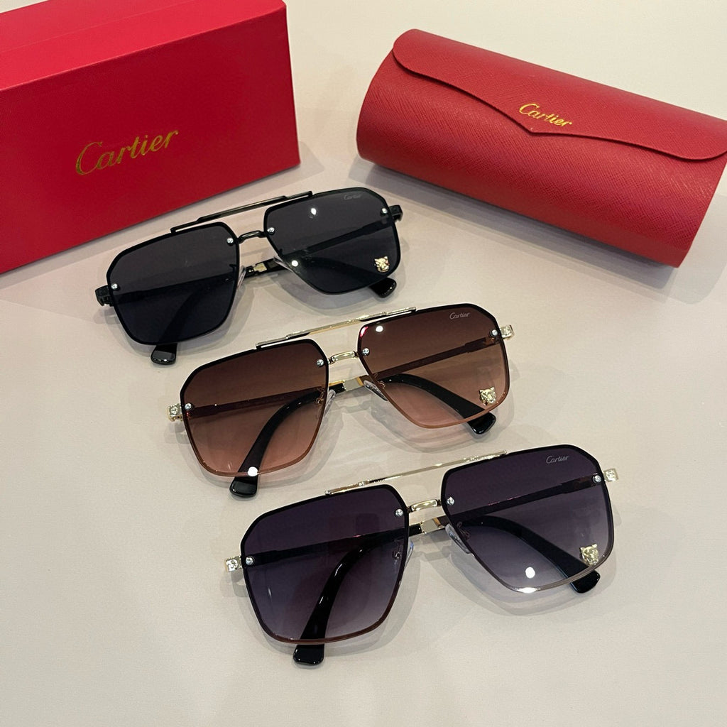 Cartier Lightweight Metal Rimless Brown Lens Sunglasses for Men & Wom - 935074 - detail image 12