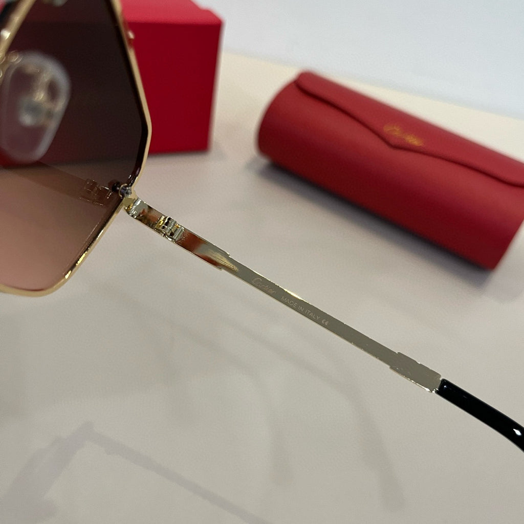 Cartier Lightweight Metal Rimless Brown Lens Sunglasses for Men & Wom - 487332 - detail image 9