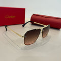 Cartier Lightweight Metal Rimless Brown Lens Sunglasses for Men & Wom - 935074