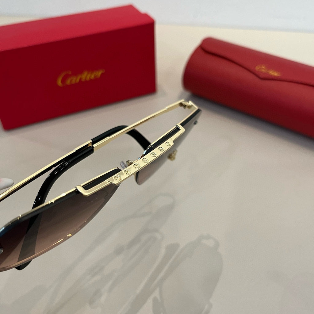 Cartier Lightweight Metal Rimless Brown Lens Sunglasses for Men & Wom - 487332 - detail image 11