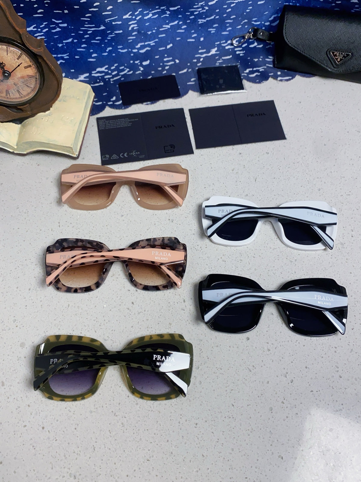 Prada 16YSF Acetate Fashion Blue Lens Sunglasses for Men & Women - 415675 - detail image 11