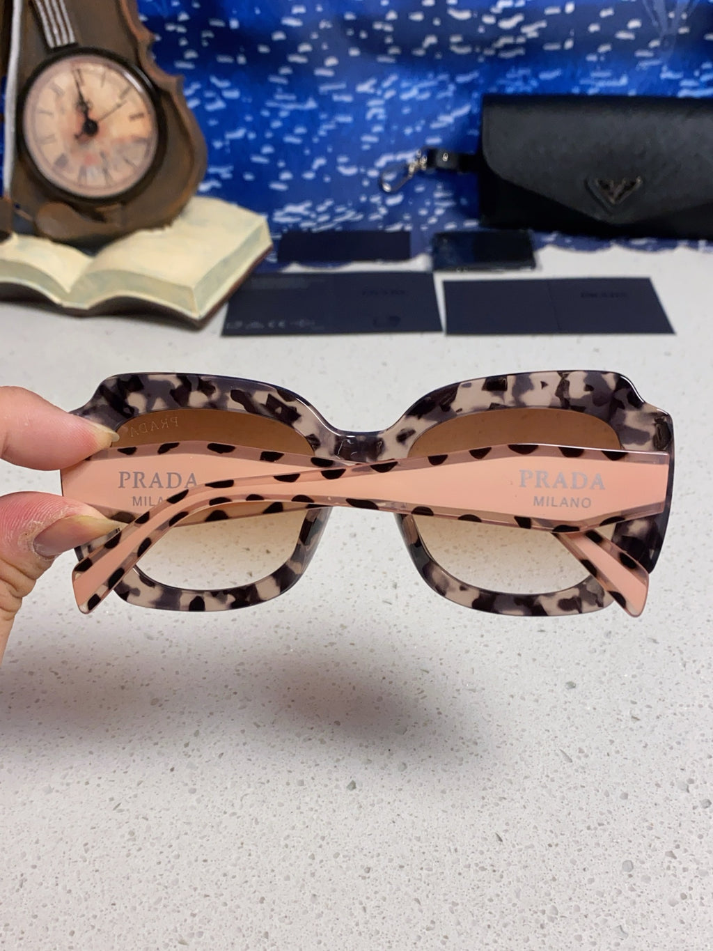 Prada 16YSF Acetate Fashion Gold Lens Sunglasses for Men & Women - detail image 5