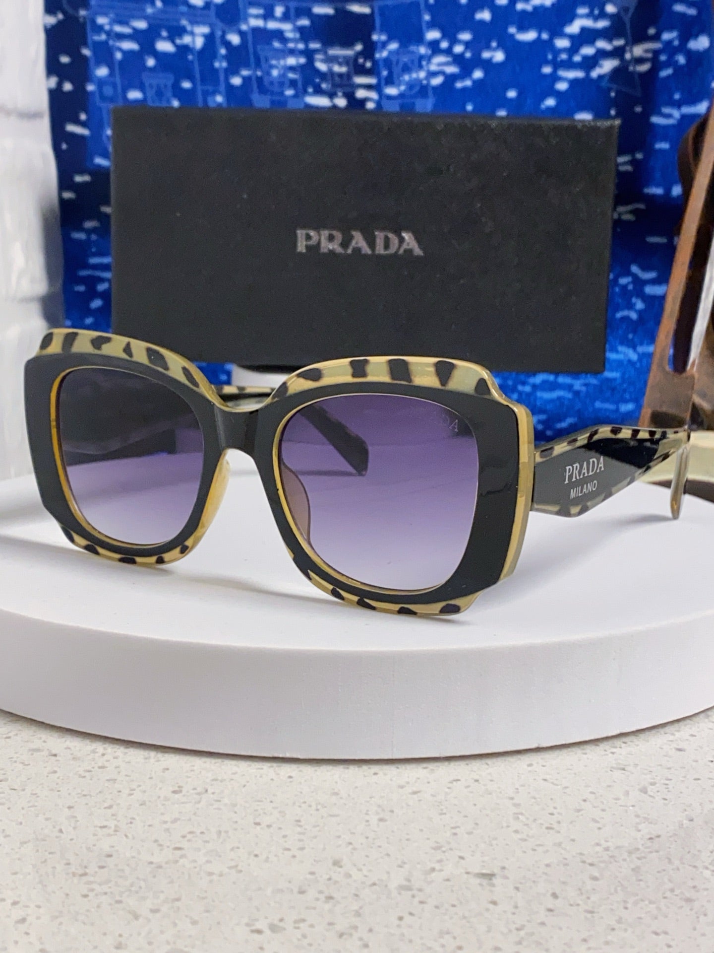 Prada 16YSF Acetate Fashion Blue Lens Sunglasses for Men & Women - 867154