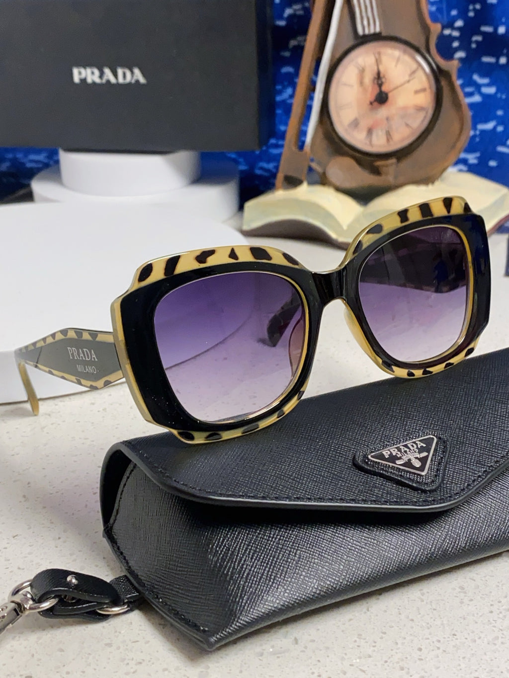 Prada 16YSF Acetate Fashion Blue Lens Sunglasses for Men & Women - 415785 - detail image 10