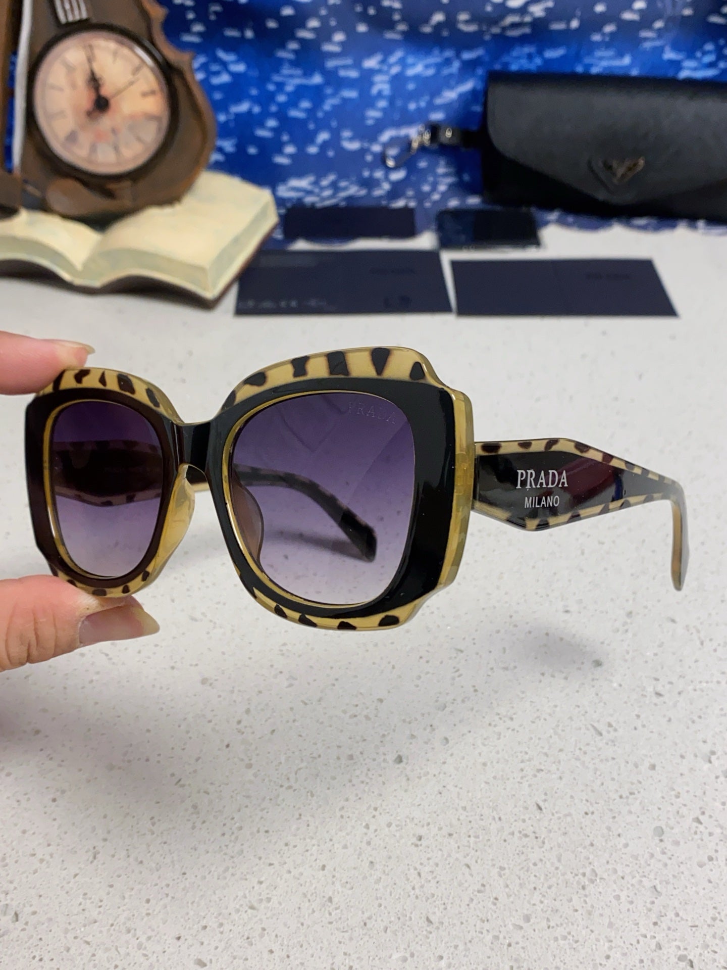 Prada 16YSF Acetate Fashion Blue Lens Sunglasses for Men & Women - 432118 - detail image 6