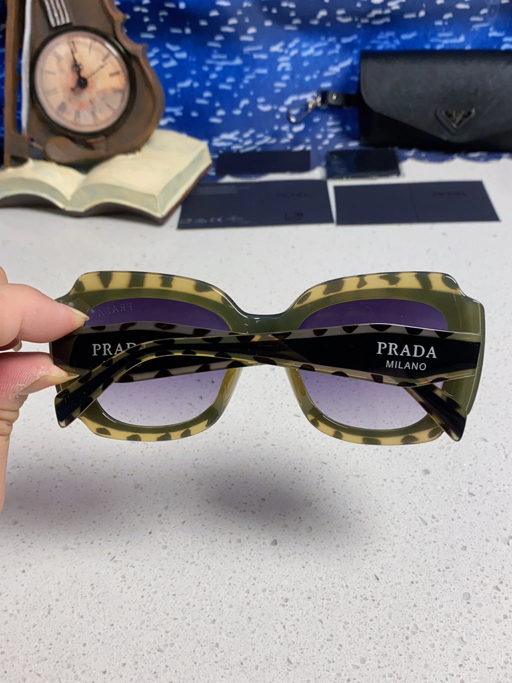 Prada 16YSF Acetate Fashion Blue Lens Sunglasses for Men & Women - 415785 - detail image 5
