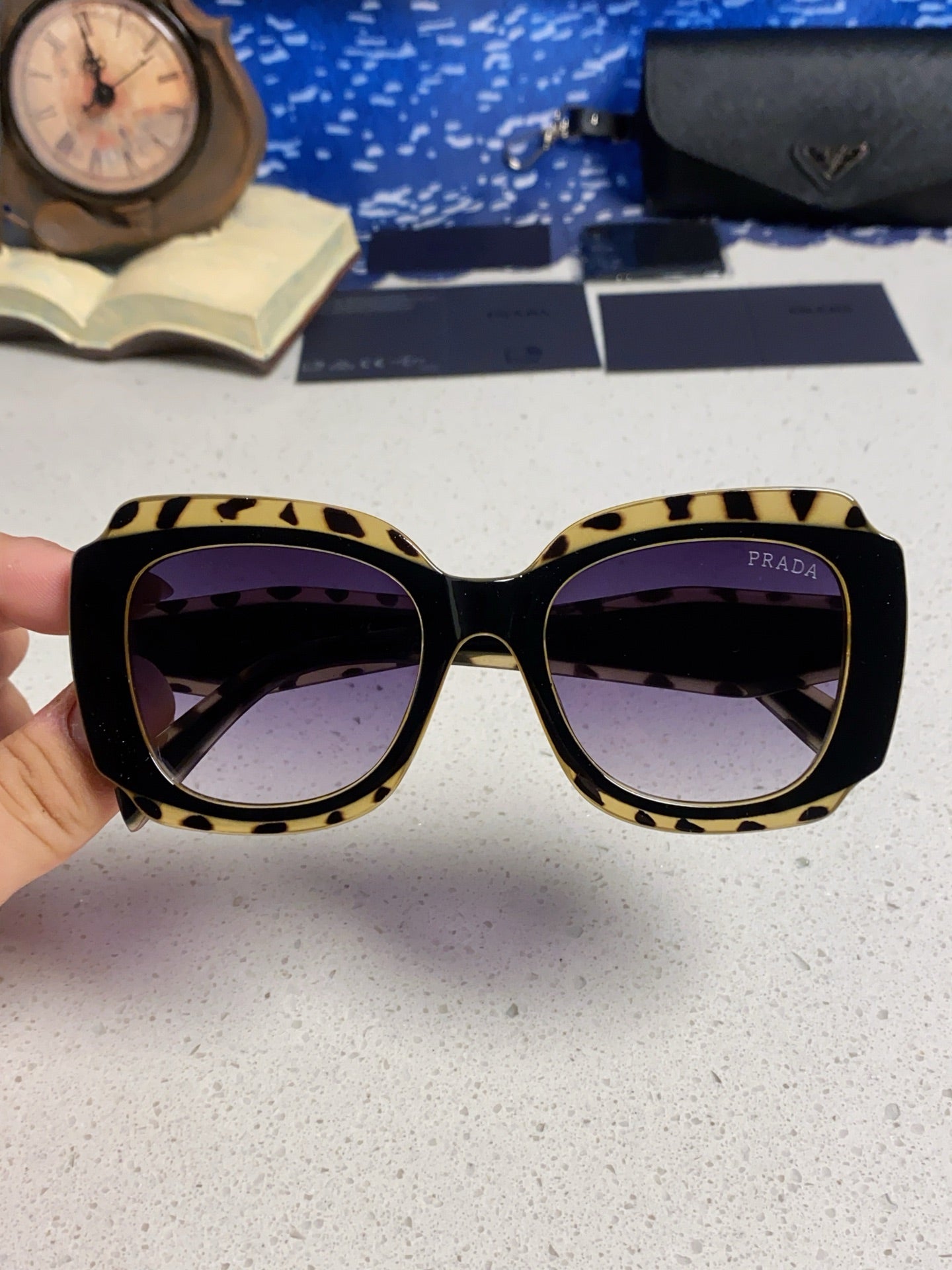 Prada 16YSF Acetate Fashion Blue Lens Sunglasses for Men & Women - 415675 - detail image 4