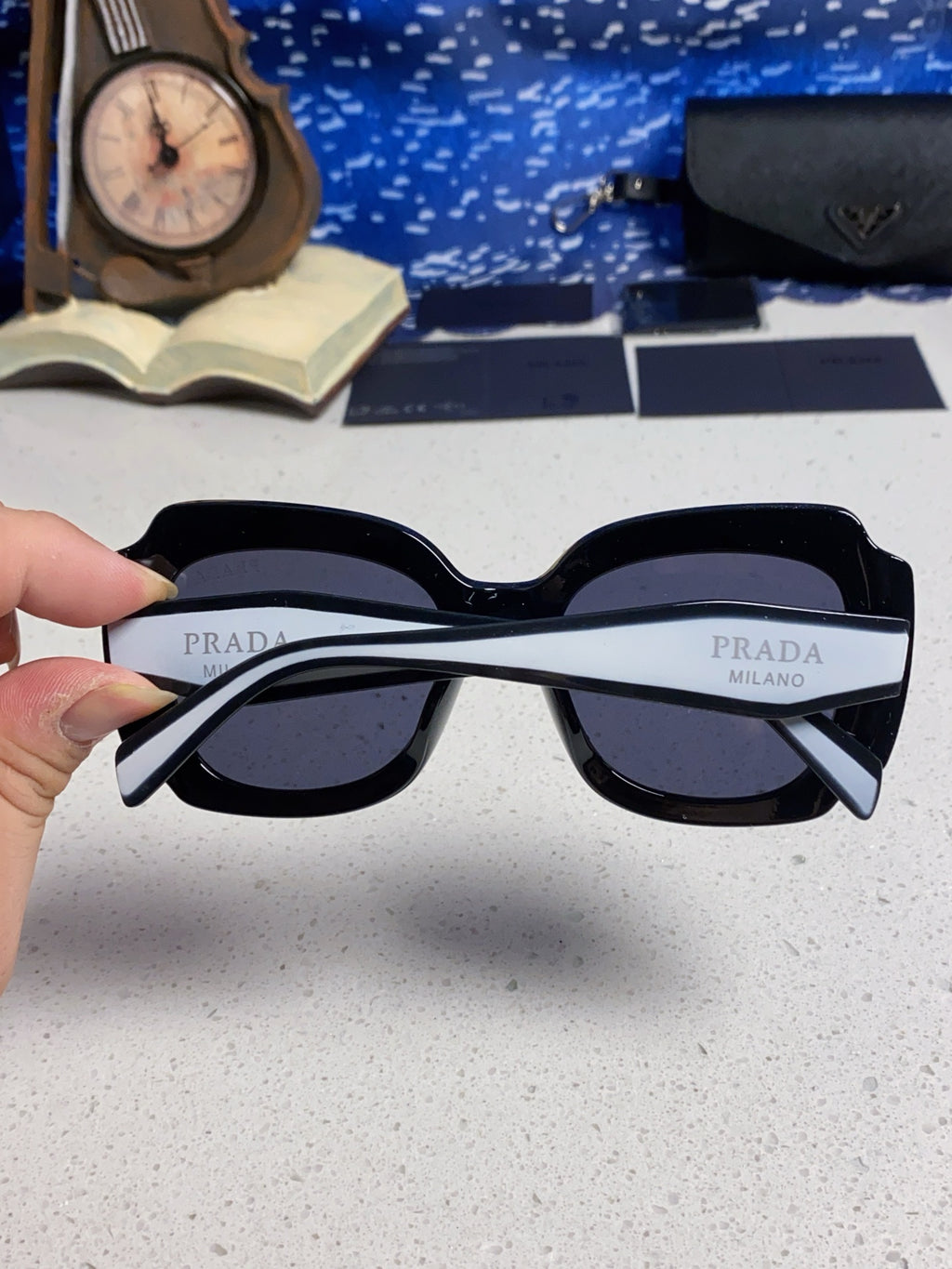Prada 16YSF Acetate Fashion Black Lens Sunglasses for Men & Women - 415677 - detail image 5