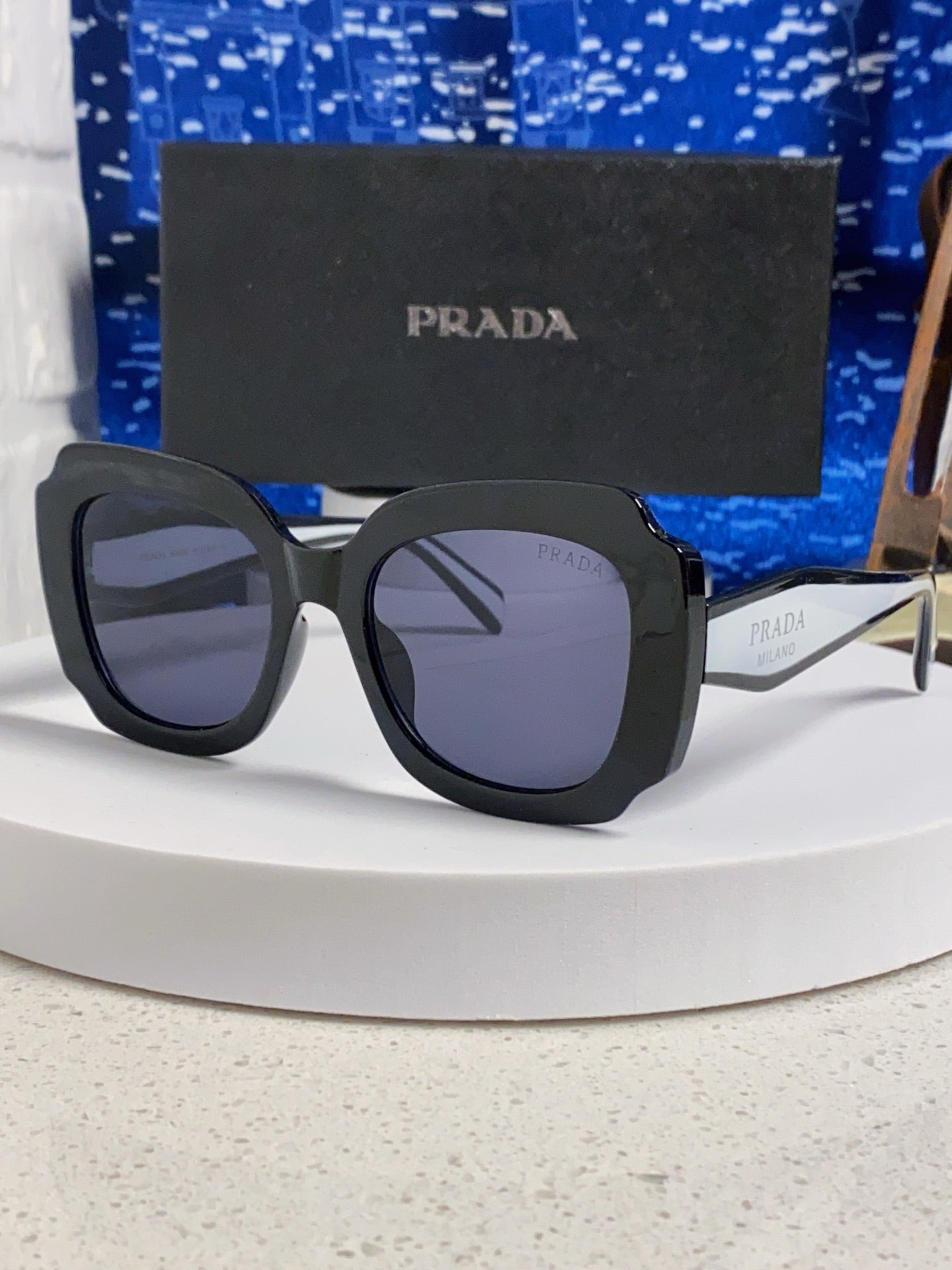 Prada 16YSF Acetate Fashion Black Lens Sunglasses for Men & Women - detail image 2