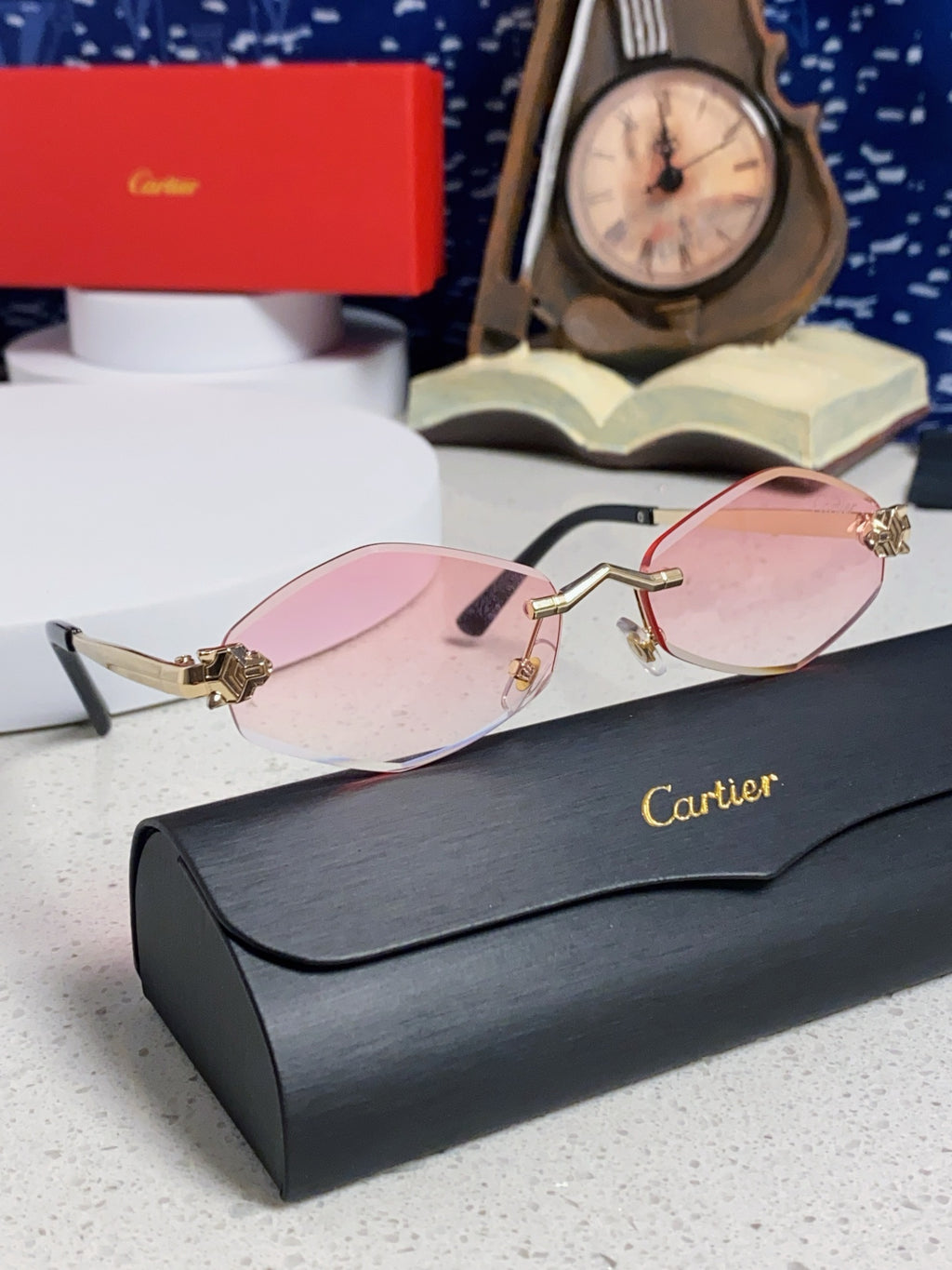 Cartier Lightweight Metal Rimless Silver Lens Sunglasses for Women - 415847 - detail image 10