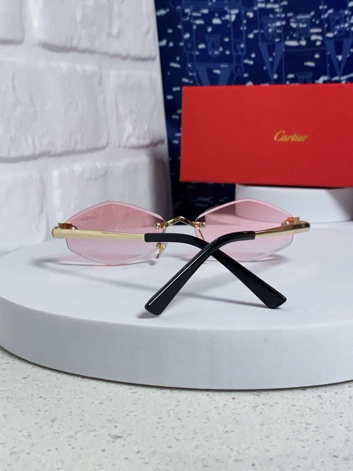 Cartier Lightweight Metal Rimless Silver Lens Sunglasses for Women - 415847 - detail image 3