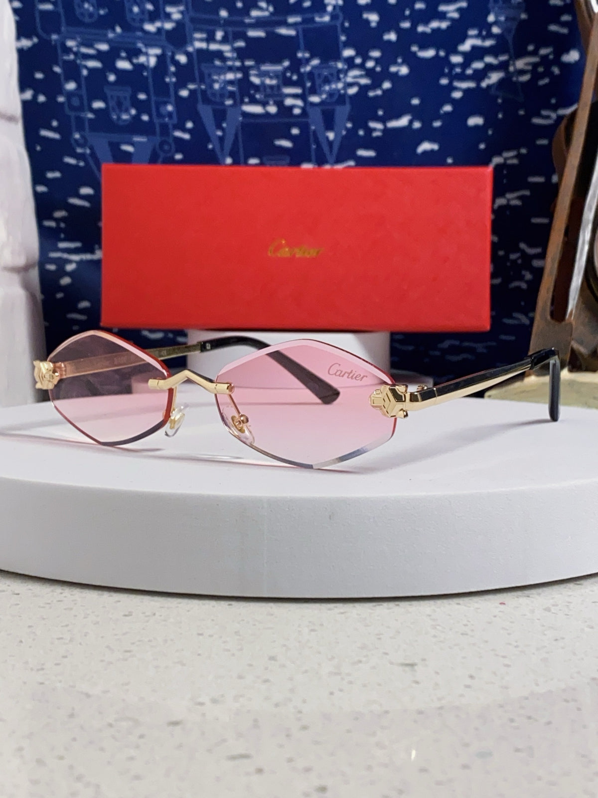 Cartier Lightweight Metal Rimless Silver Lens Sunglasses for Women - 449439
