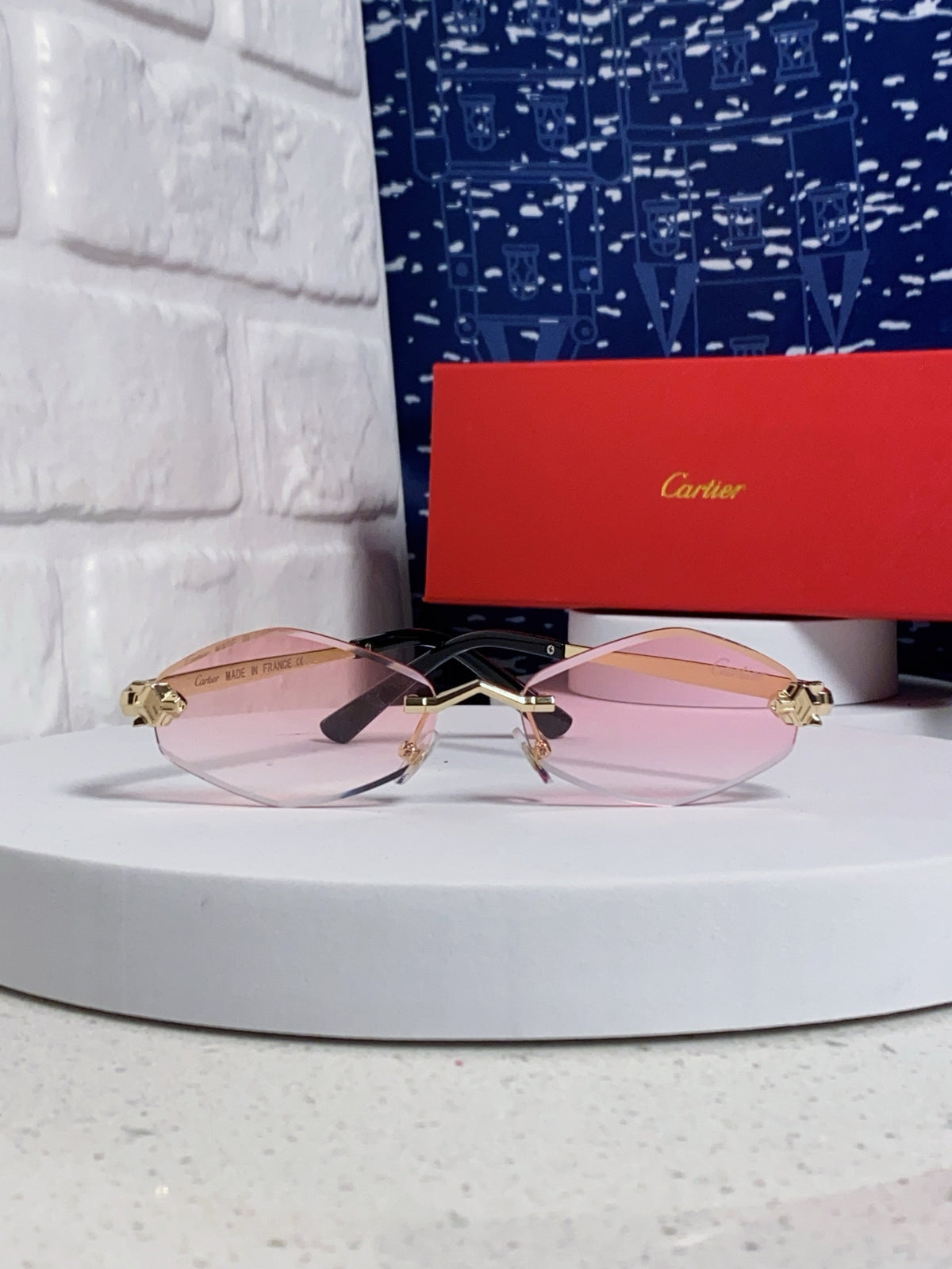 Cartier Lightweight Metal Rimless Silver Lens Sunglasses for Women - 415847 - detail image 2