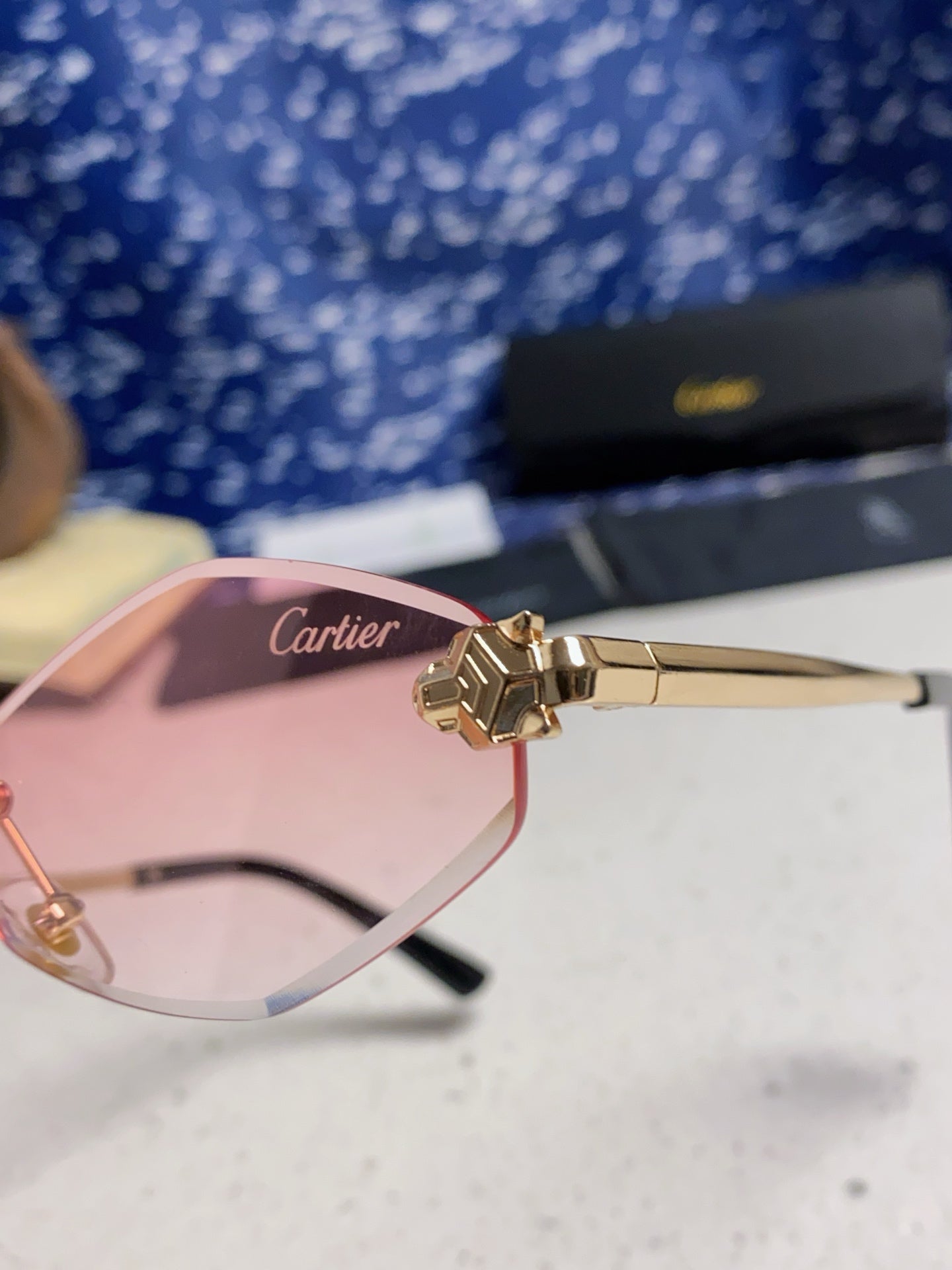 Cartier Lightweight Metal Rimless Silver Lens Sunglasses for Women - 449439 - detail image 7