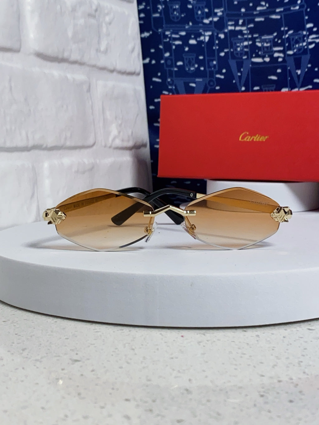 Cartier Lightweight Metal Rimless Gold Lens Sunglasses for Women - 415849 - detail image 2