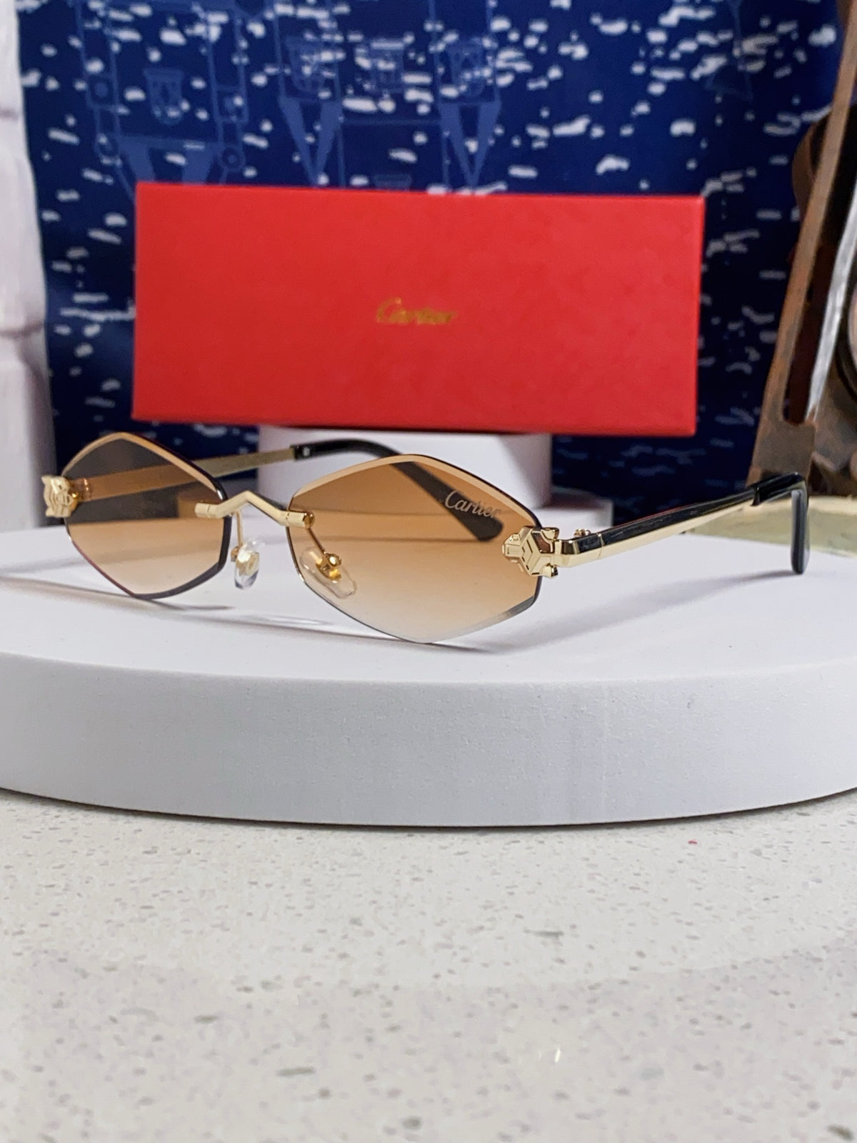 Cartier Lightweight Metal Rimless Gold Lens Sunglasses for Women - 415849