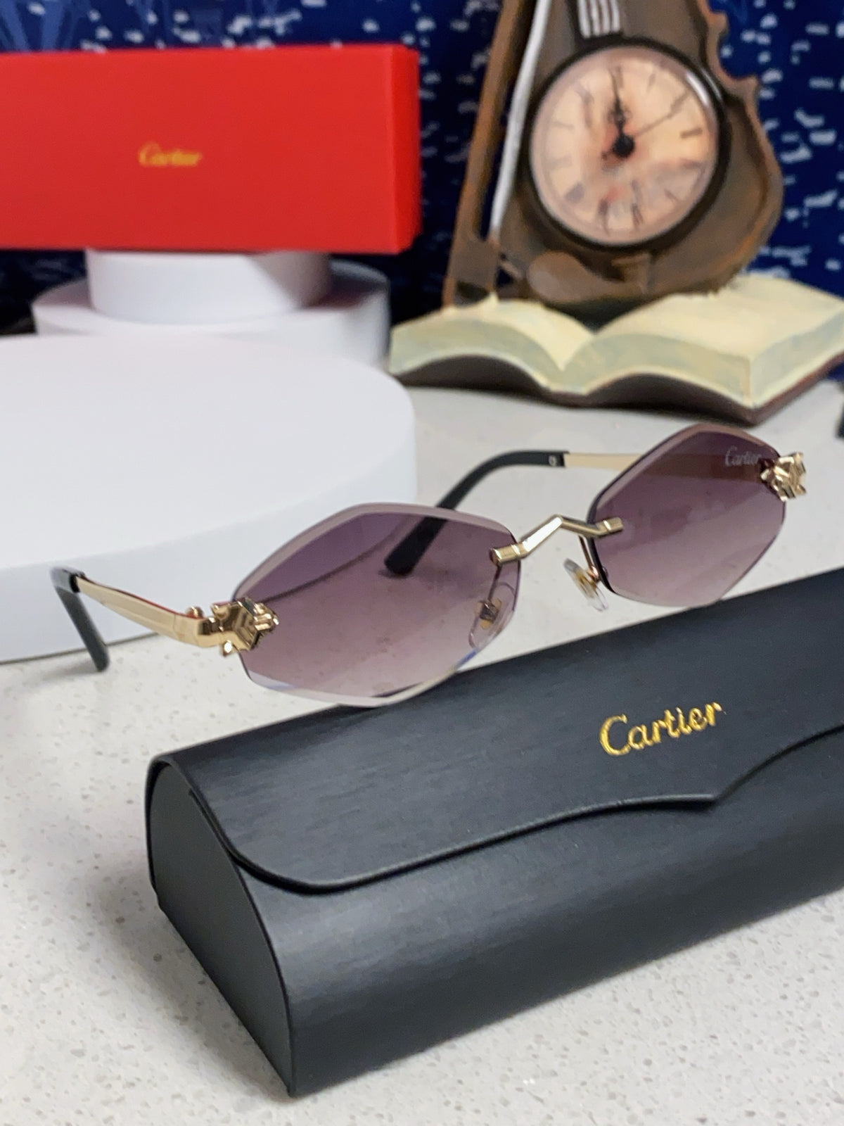 Cartier Lightweight Metal Rimless Silver Lens Sunglasses for Women - 415851 - detail image 10