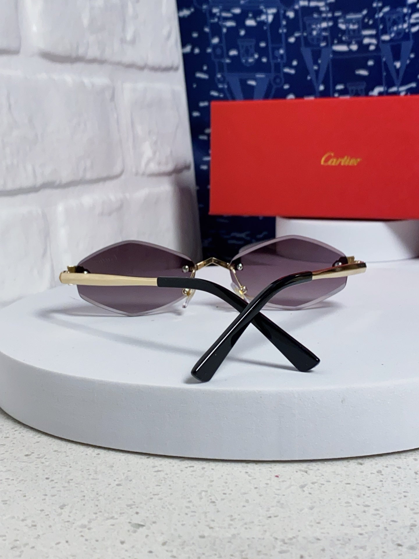 Cartier Lightweight Metal Rimless Silver Lens Sunglasses for Women - 449443 - detail image 3
