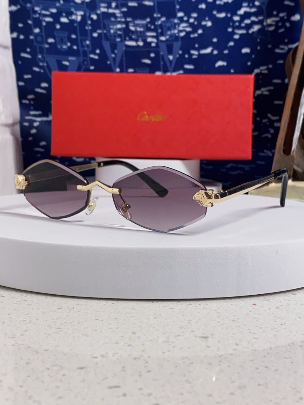 Cartier Lightweight Metal Rimless Silver Lens Sunglasses for Women - 449443