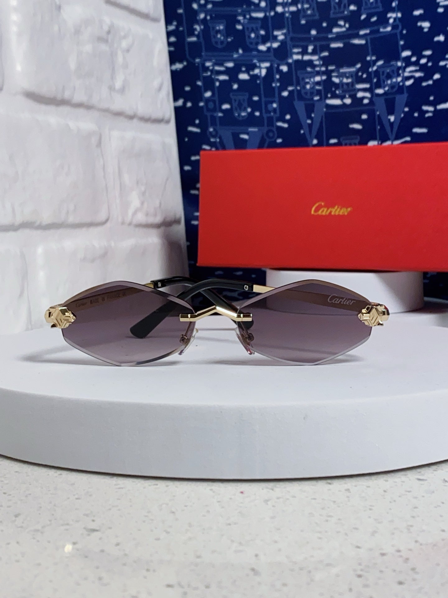 Cartier Lightweight Metal Rimless Silver Lens Sunglasses for Women - 415851 - detail image 2