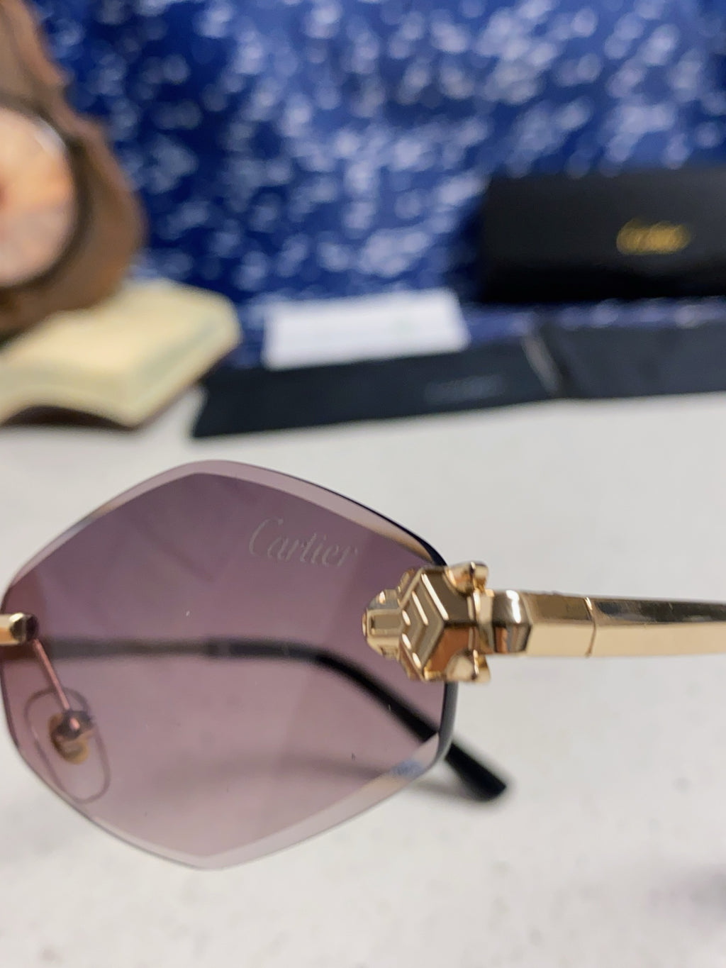 Cartier Lightweight Metal Rimless Silver Lens Sunglasses for Women - 415851 - detail image 7
