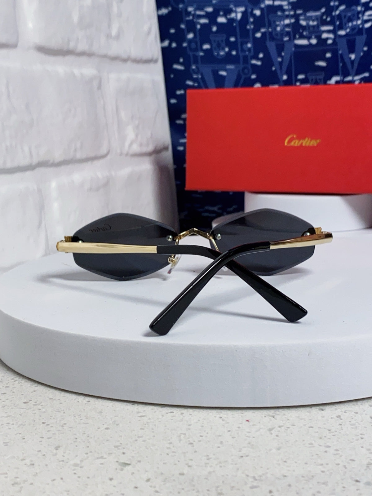 Cartier Lightweight Metal Rimless Silver Lens Sunglasses for Women - detail image 3