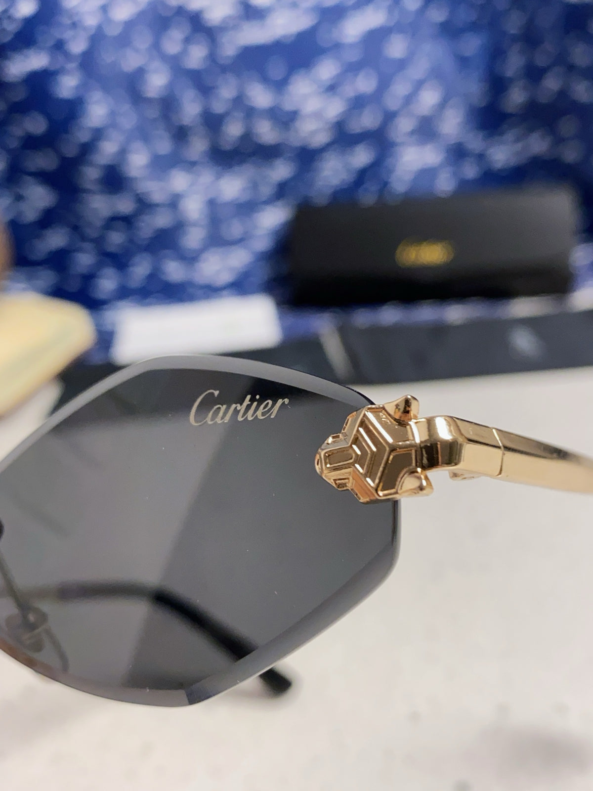 Cartier Lightweight Metal Rimless Silver Lens Sunglasses for Women - detail image 7