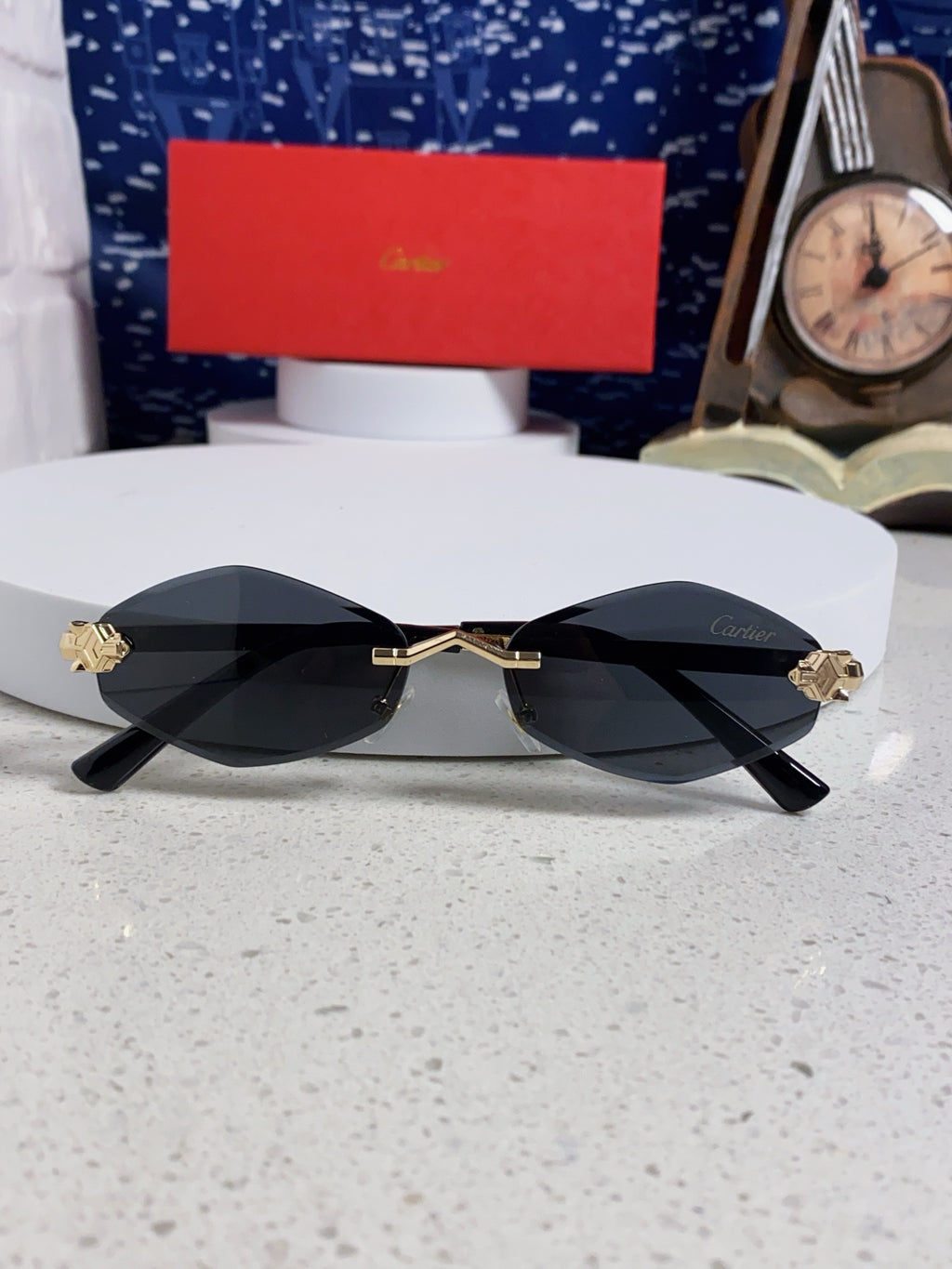 Cartier Lightweight Metal Rimless Silver Lens Sunglasses for Women - detail image 9