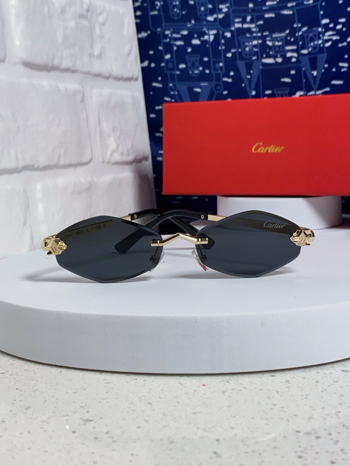 Cartier Lightweight Metal Rimless Silver Lens Sunglasses for Women - detail image 2