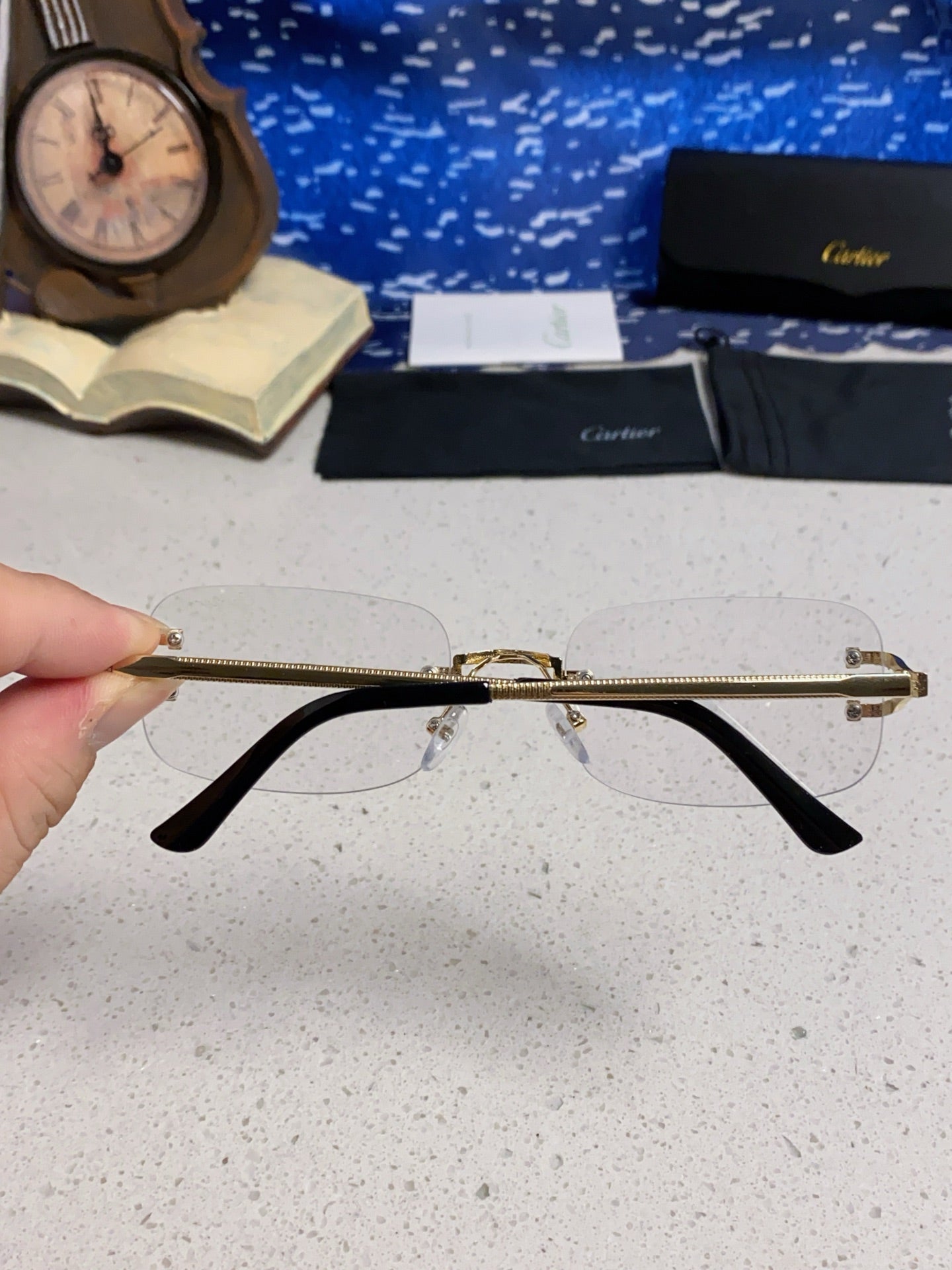 Cartier Lightweight Rimless Silver Lens Sunglasses for Men & Women - 449477 - detail image 5