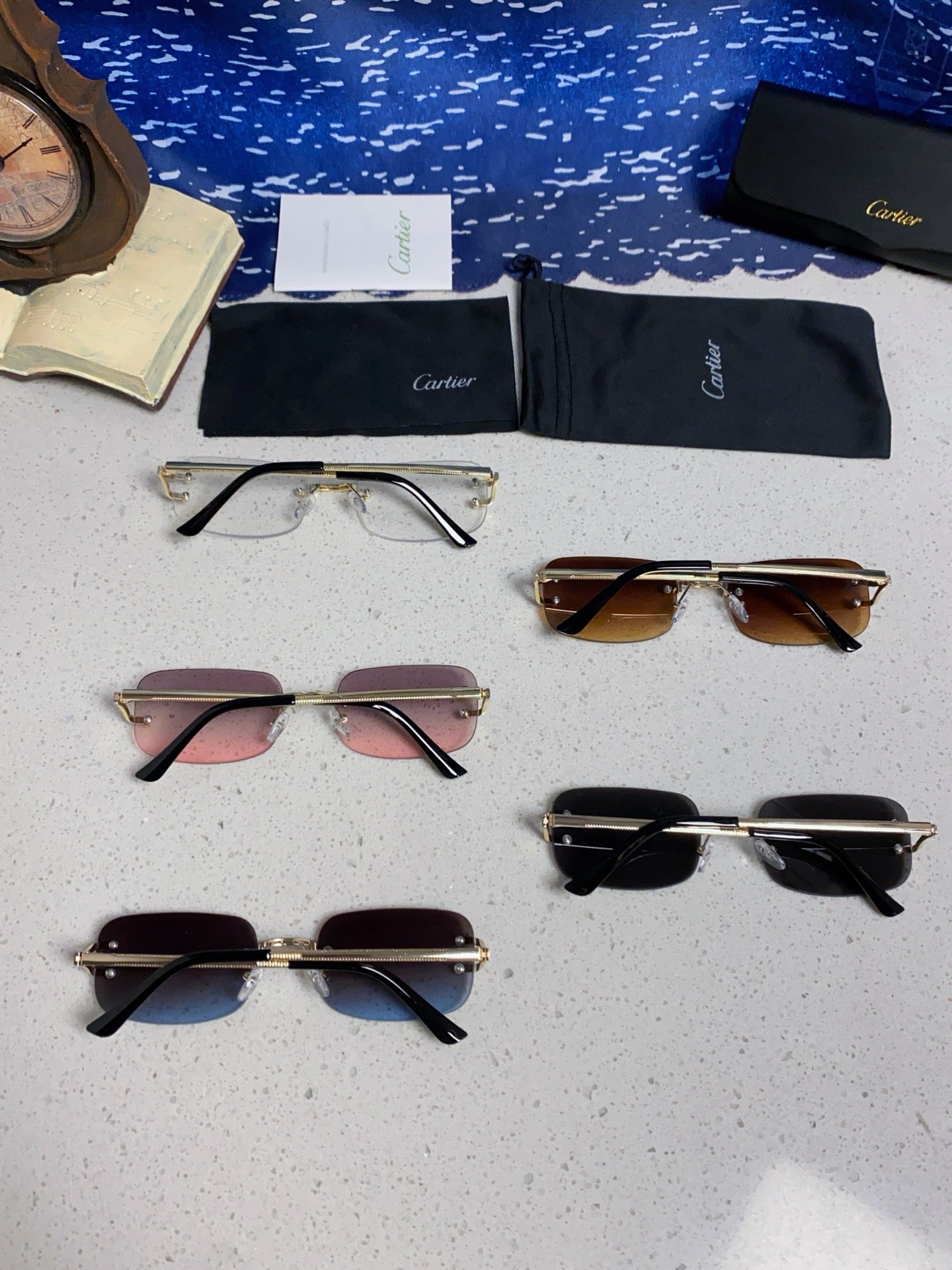 Cartier Lightweight Rimless Silver Lens Sunglasses for Men & Women - 449478 - detail image 11