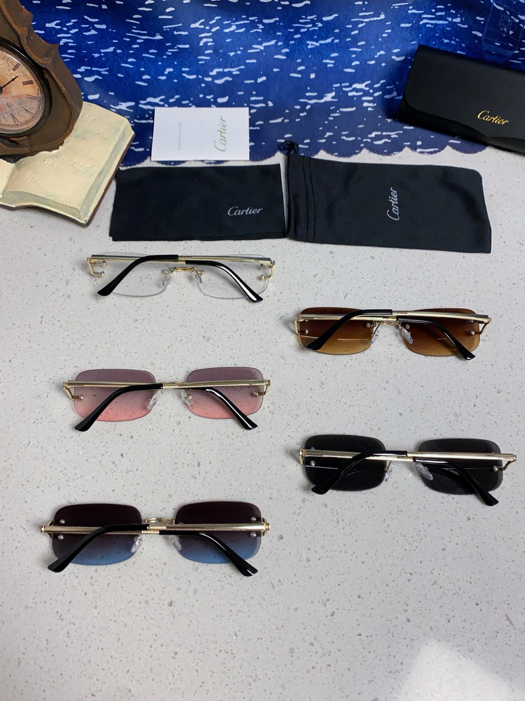 Cartier Lightweight Rimless Brown Lens Sunglasses for Men & Women - 449480 - detail image 11