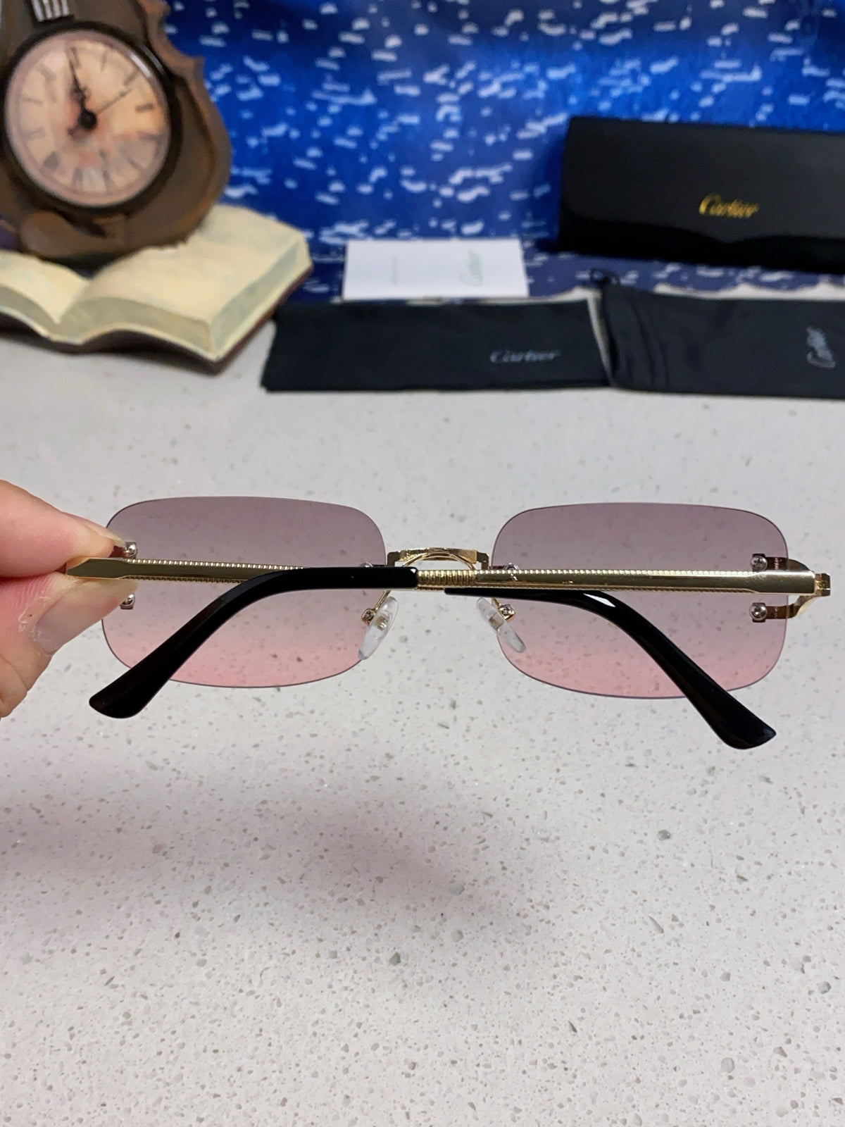 Cartier Lightweight Rimless Silver Lens Sunglasses for Men & Women - 449478 - detail image 5