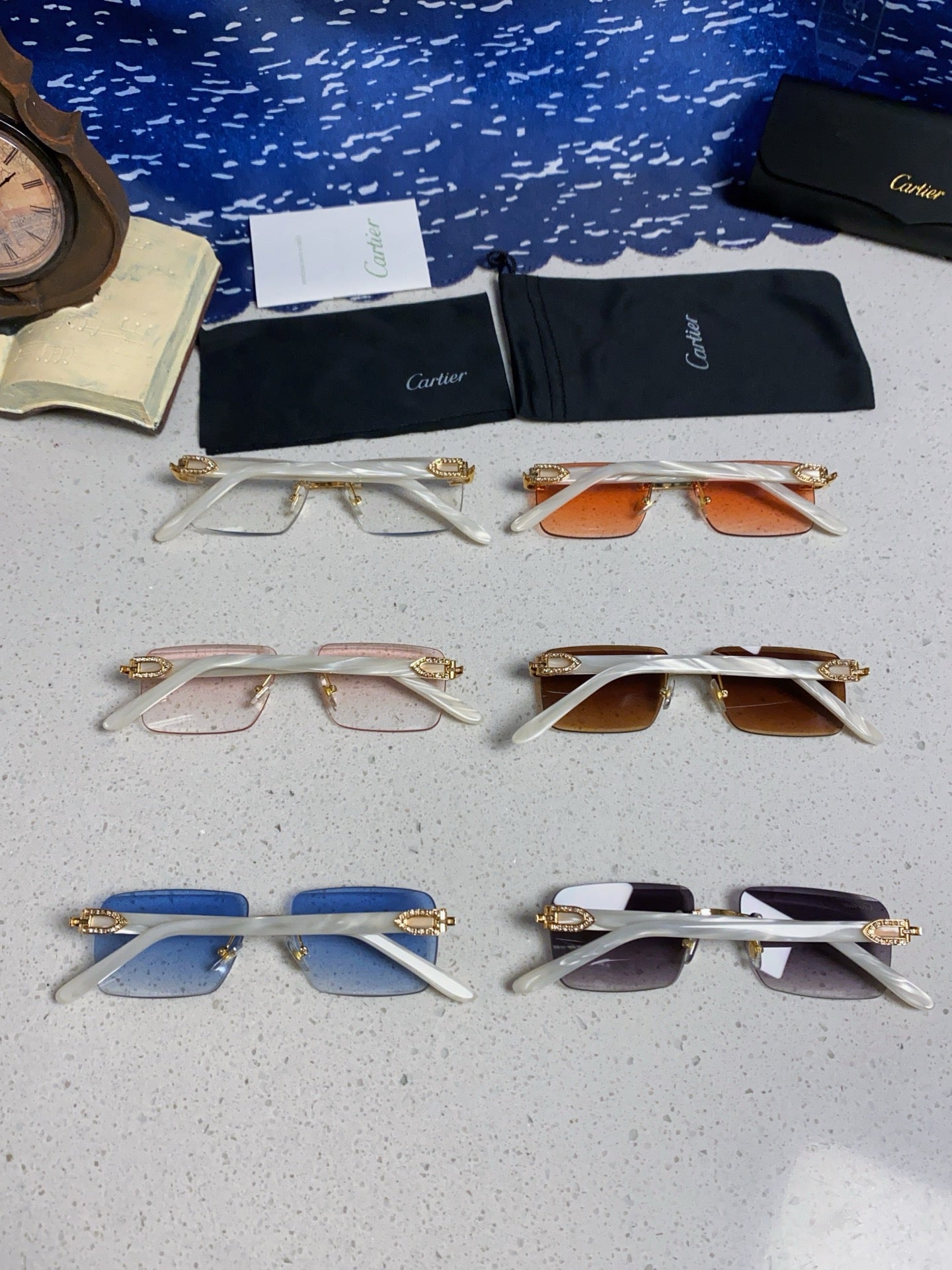 Cartier Lightweight Rimless Brown Lens Sunglasses for Men & Women - 449486 - detail image 11