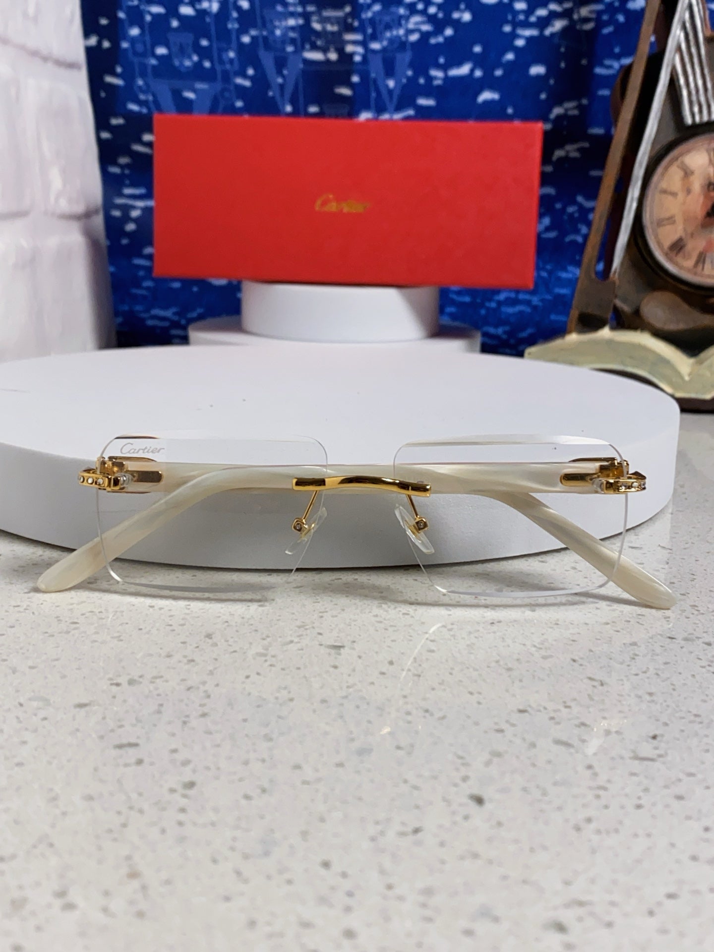 Cartier Lightweight Rimless Silver Lens Sunglasses for Men & Women - 449482 - detail image 9