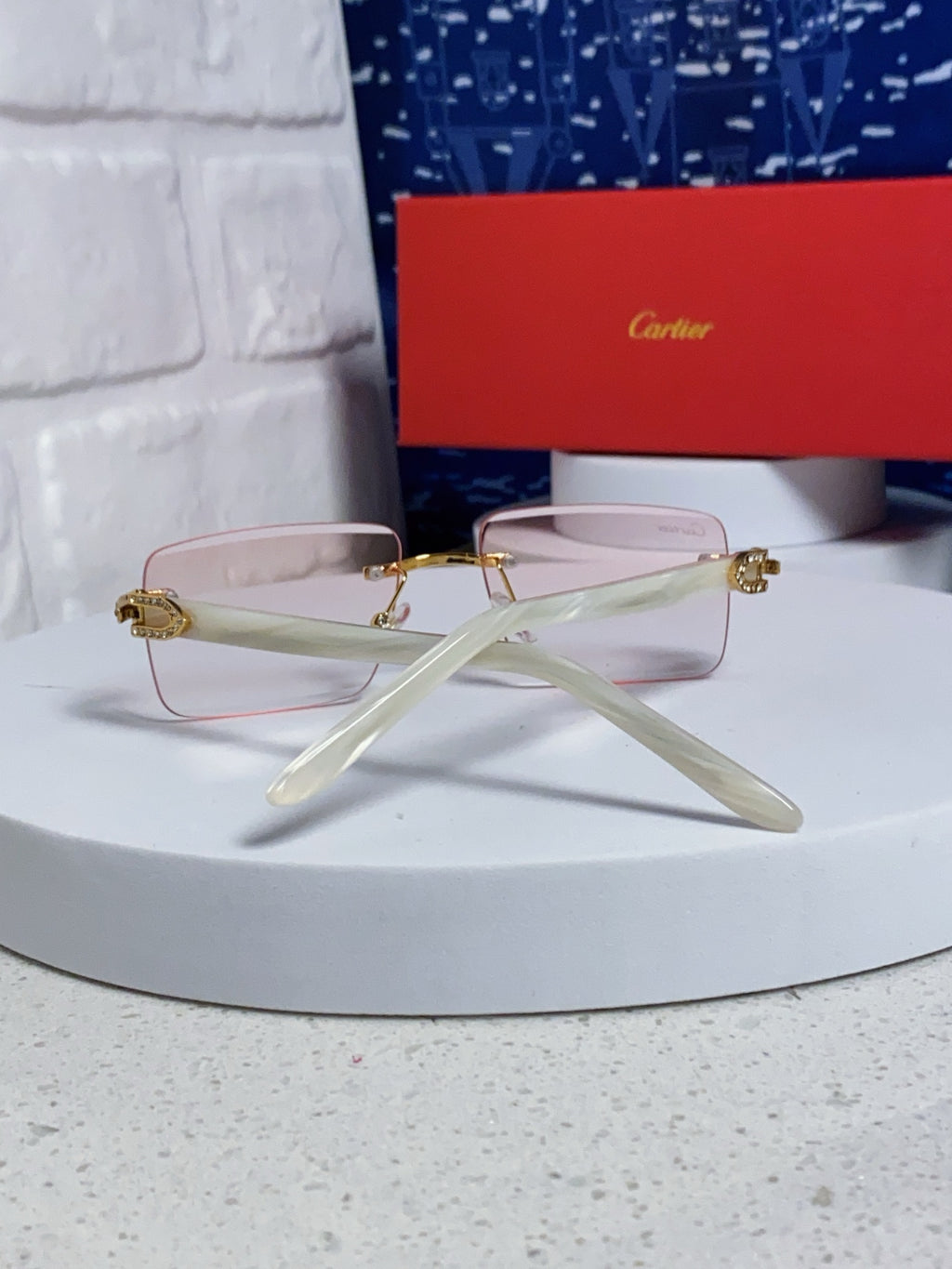 Cartier Lightweight Rimless Silver Lens Sunglasses for Men & Women - 449483 - detail image 3
