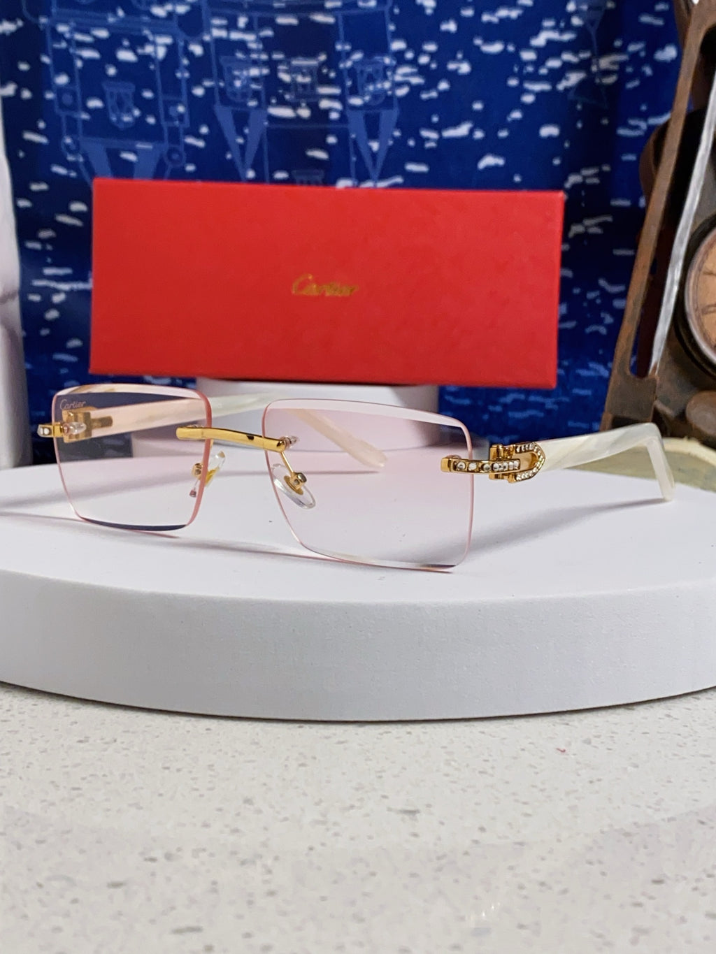 Cartier Lightweight Rimless Silver Lens Sunglasses for Men & Women - 449483