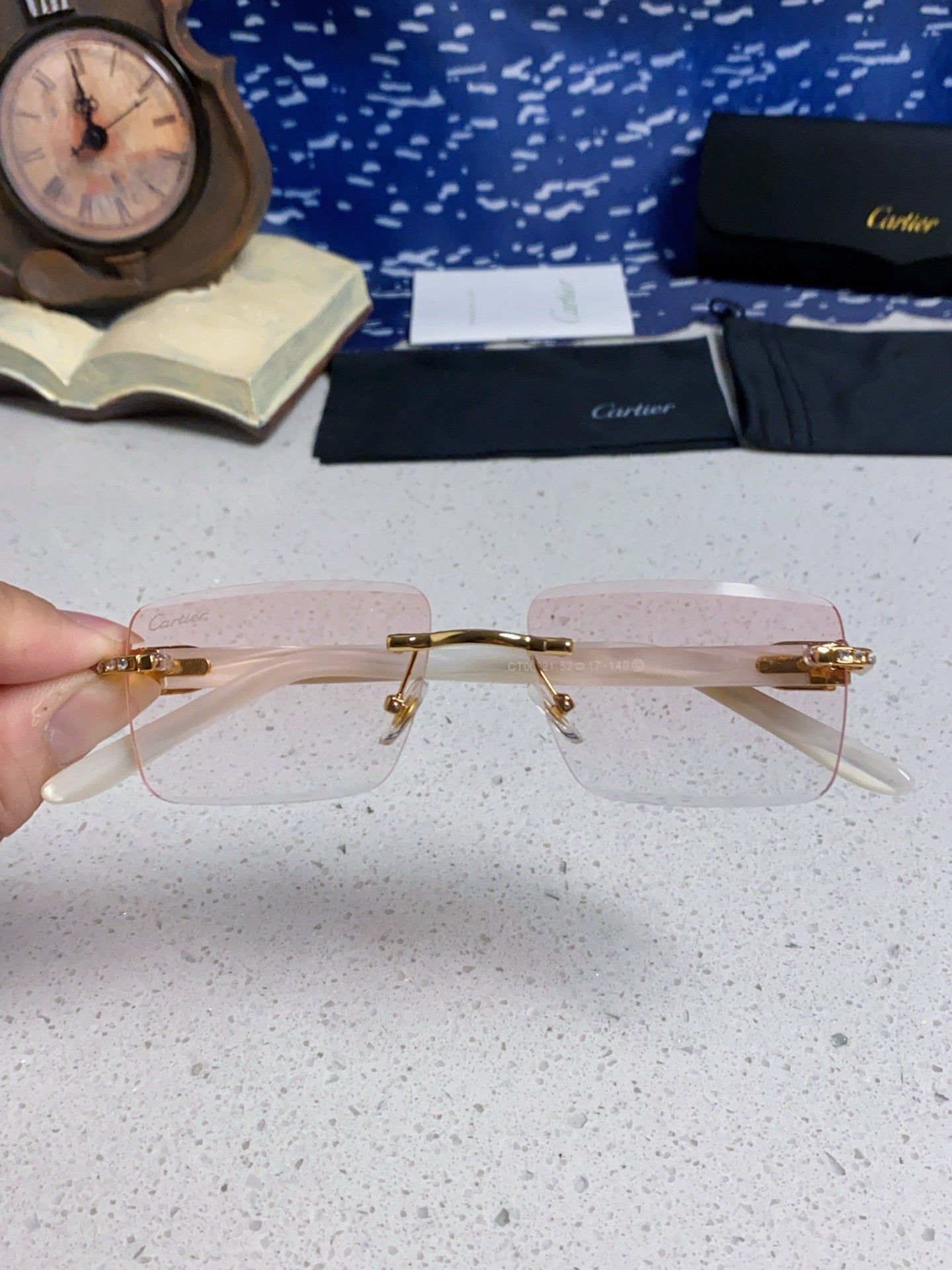 Cartier Lightweight Rimless Silver Lens Sunglasses for Men & Women - 449483 - detail image 4
