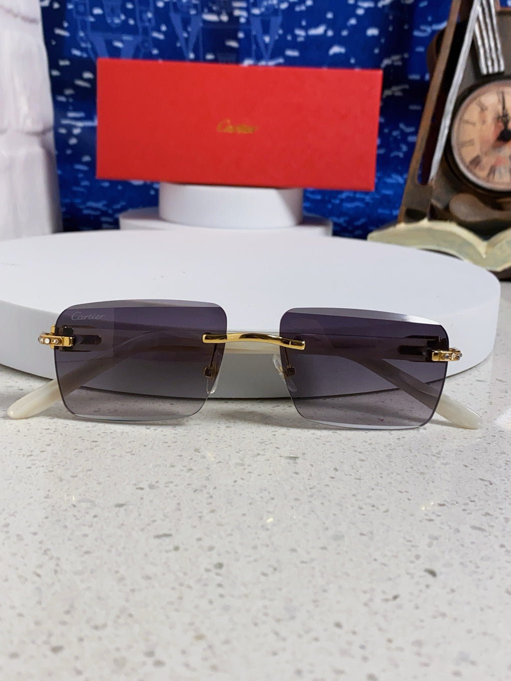 Cartier Lightweight Rimless Silver Lens Sunglasses for Men & Women - 449487 - detail image 9