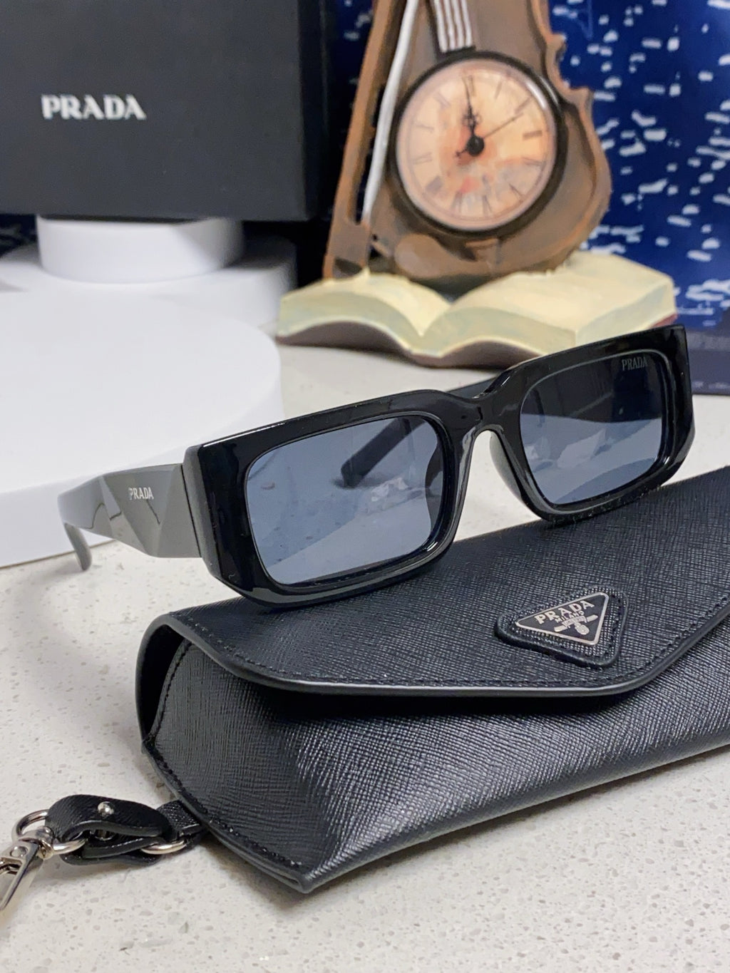 Prada Square Black Lens Sunglasses for Men & Women - detail image 10