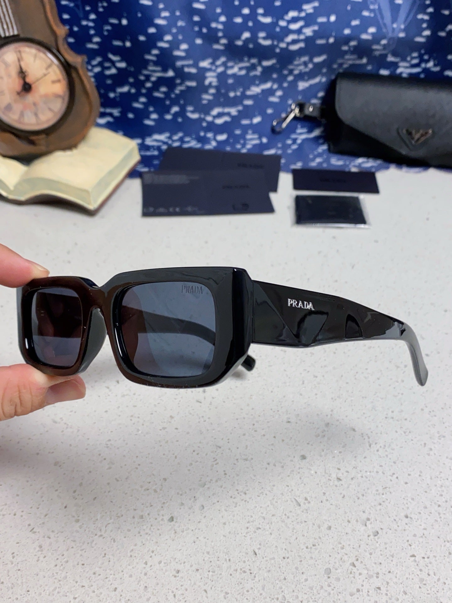 Prada Square Black Lens Sunglasses for Men & Women - 432134 - detail image 6
